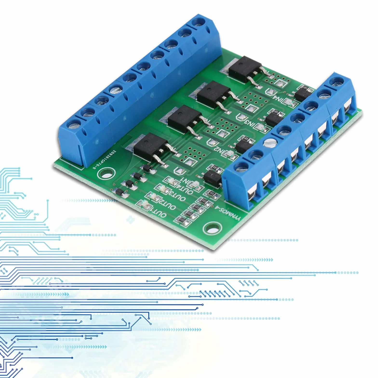 Płyta Mosfet, 8 Kanałów, Płyta Mosfet Yctze, 8 Kanałów PWM 4-kanałowy moduł MOS FET Wzmacniacz PLC Płytka Drukowana moduł Sterownika 3-20 V do 3.7-27VDC 10A