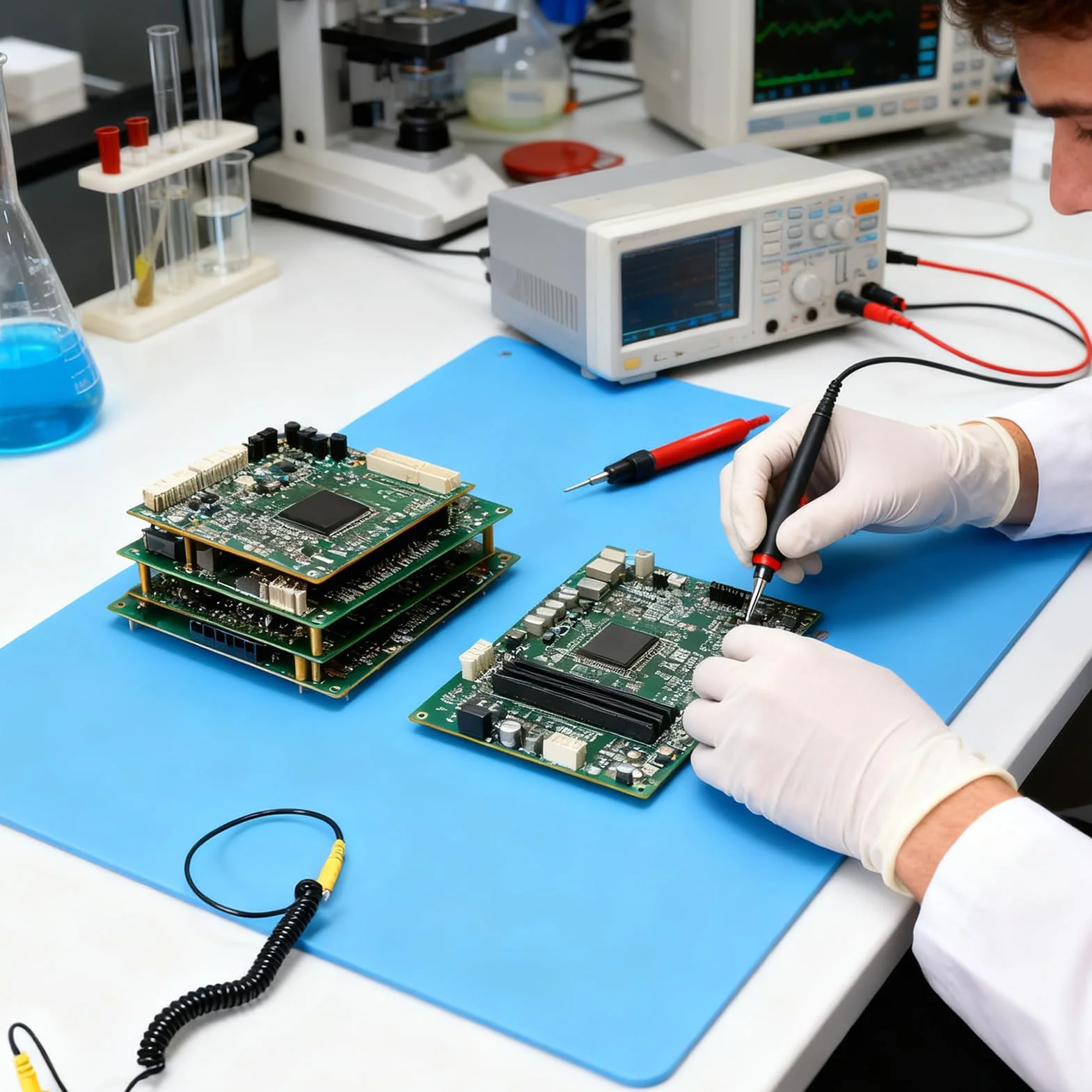 Greensen Mat Antystatyczny, Mata ESD do Naprawy Elektroniki, Elastyczna Mata Robocza z z Kablem Uziemiającym 1,8 M, 67x51 Cm, Ochrona Elektroniczna do Budowy Komputerów PC