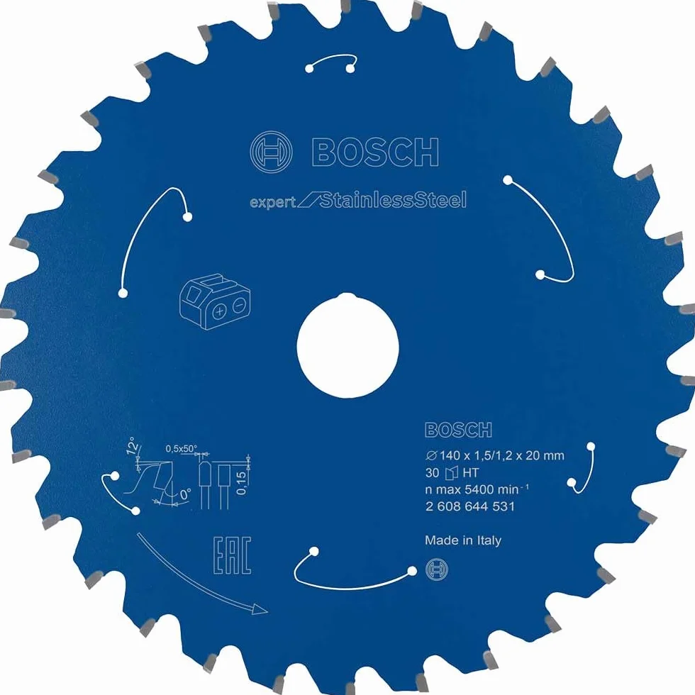 Bosch Professional Piła Tarczowa Expert for Stainless Steel, do Stali Nierdzewnej, 140 x 20 x 1.5 mm, 30 Zęby, Akcesoria do Piły Tarczowej