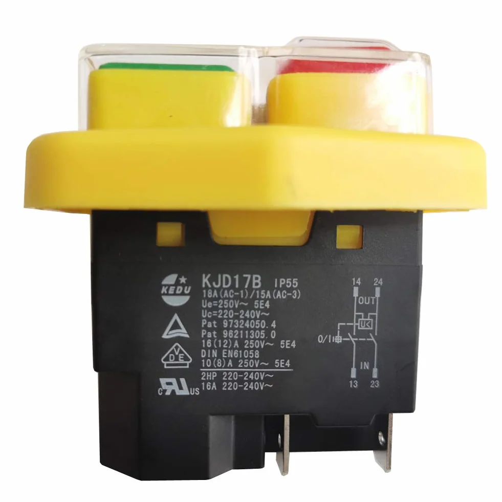 KEDU KJD17B 4-biegunowy przemysłowy przełącznik elektromagnetyczny, narzędzia elektryczne, włączniki przyciskowe, przełącznik przyciskowy, przełącznik do wiertarki piły, szlifierki, obrabiarki,