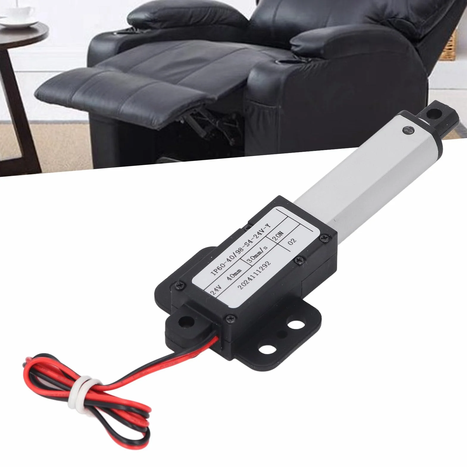 Mini Elektryczny Siłownik Liniowy, 24 V DC, Skok 50 Mm, Ciąg 20 N, prędkość 30 Mm/s Siłownik Ruchu Liniowego, Mini Siłownik Liniowy ze Skrzydełkiem do łopatek Wentylatora, Szafki