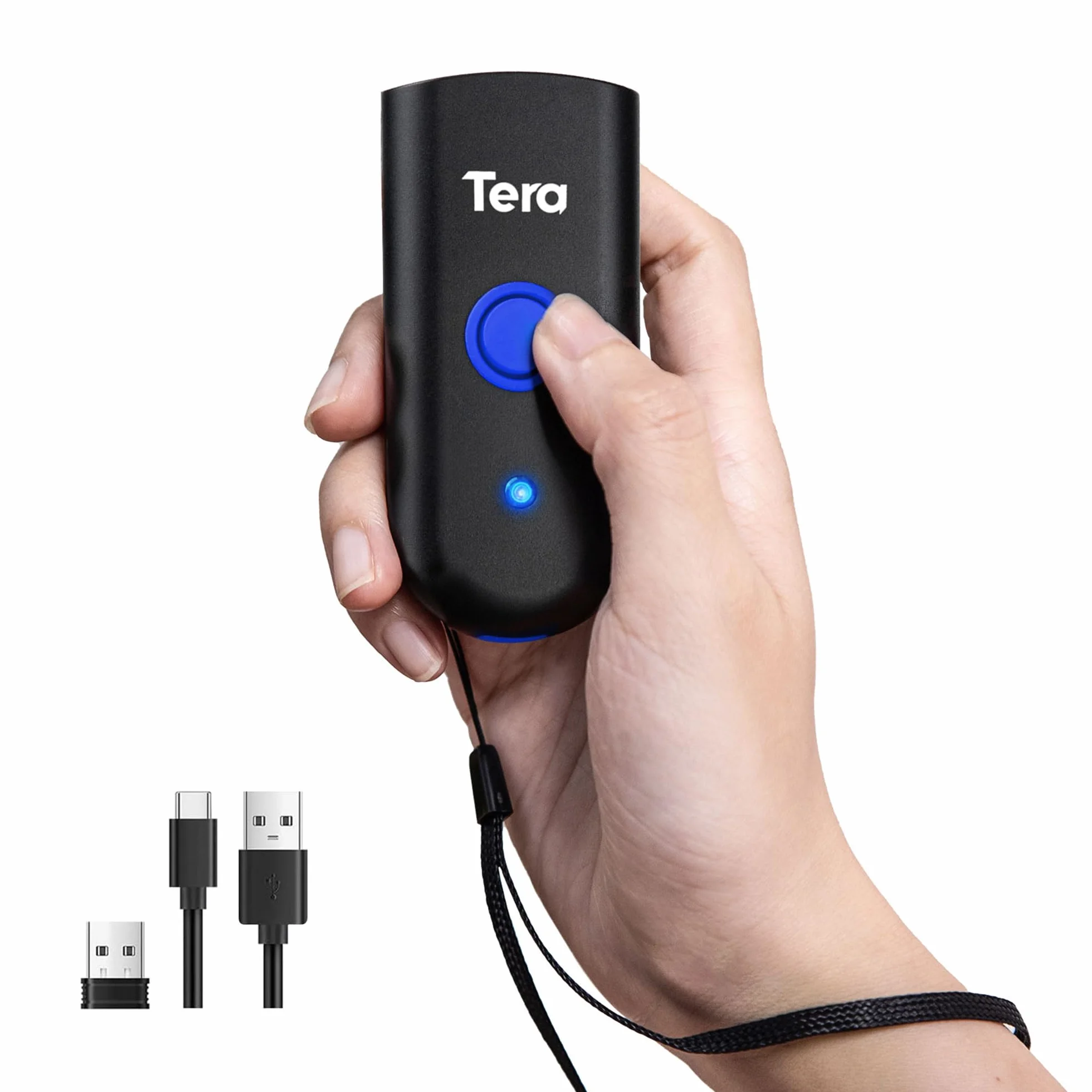 Tera Mini przenośny skaner kodów kreskowych, laserowy skaner kodów kreskowych 3 w 1, Bluetooth, kabel USB, bezprzewodowy 2,4G, do czytnika kodów kreskowych 1D, 1100 laserów