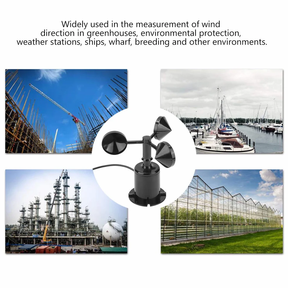 Wyjście Sygnału środowiskowego Typ Impulsu Anemometr z Poliwęglanu Anemometr Nadajnik z Trzema Kubkami, Typ Trzy Kubki Czujnik Prędkości Wiatru Anemometr 0-70 M/s Sygnał Otoczenia