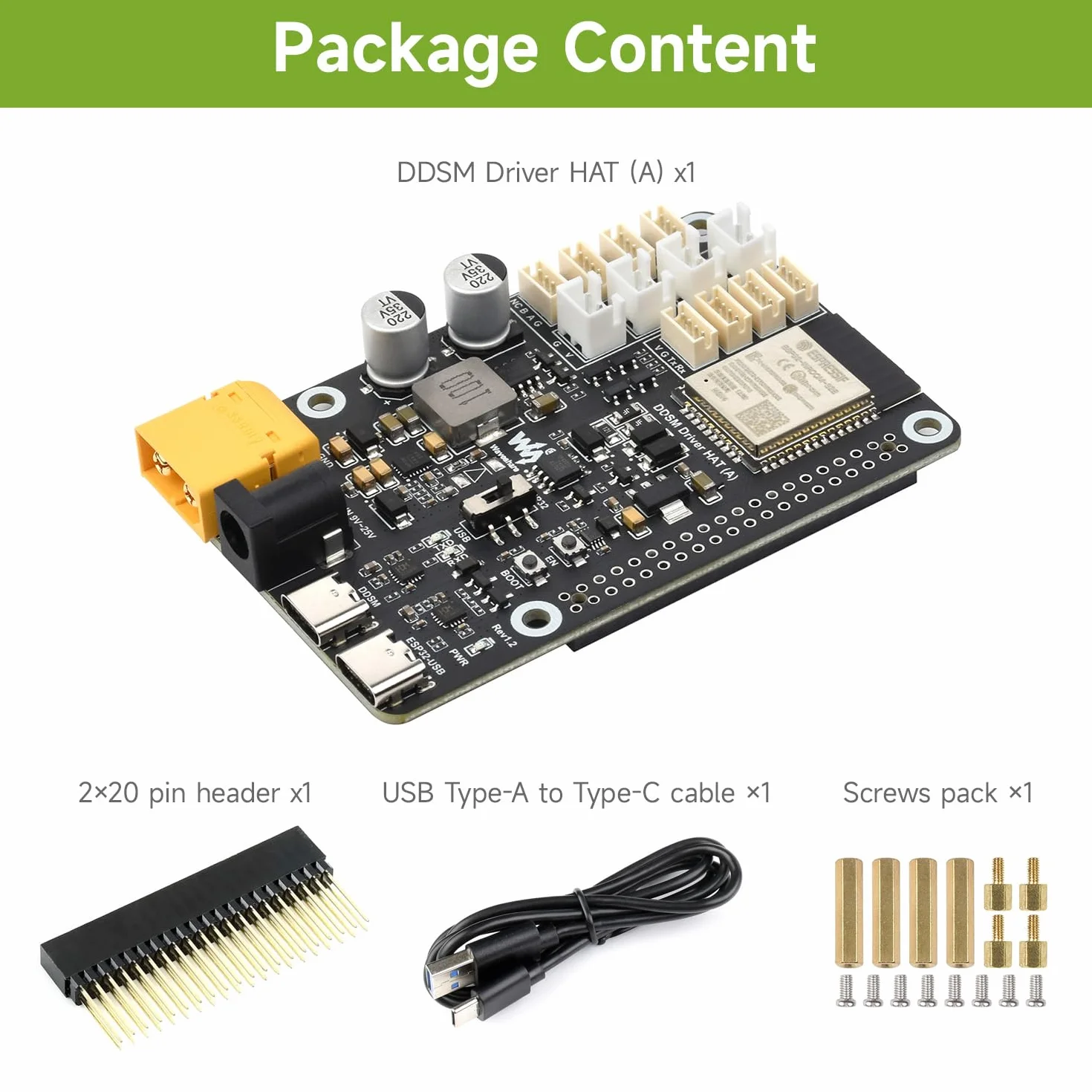 Waveshare Direct Drive Servo Motor Driver Board ESP32 WiFi DDSM Hub Motor ESP Now