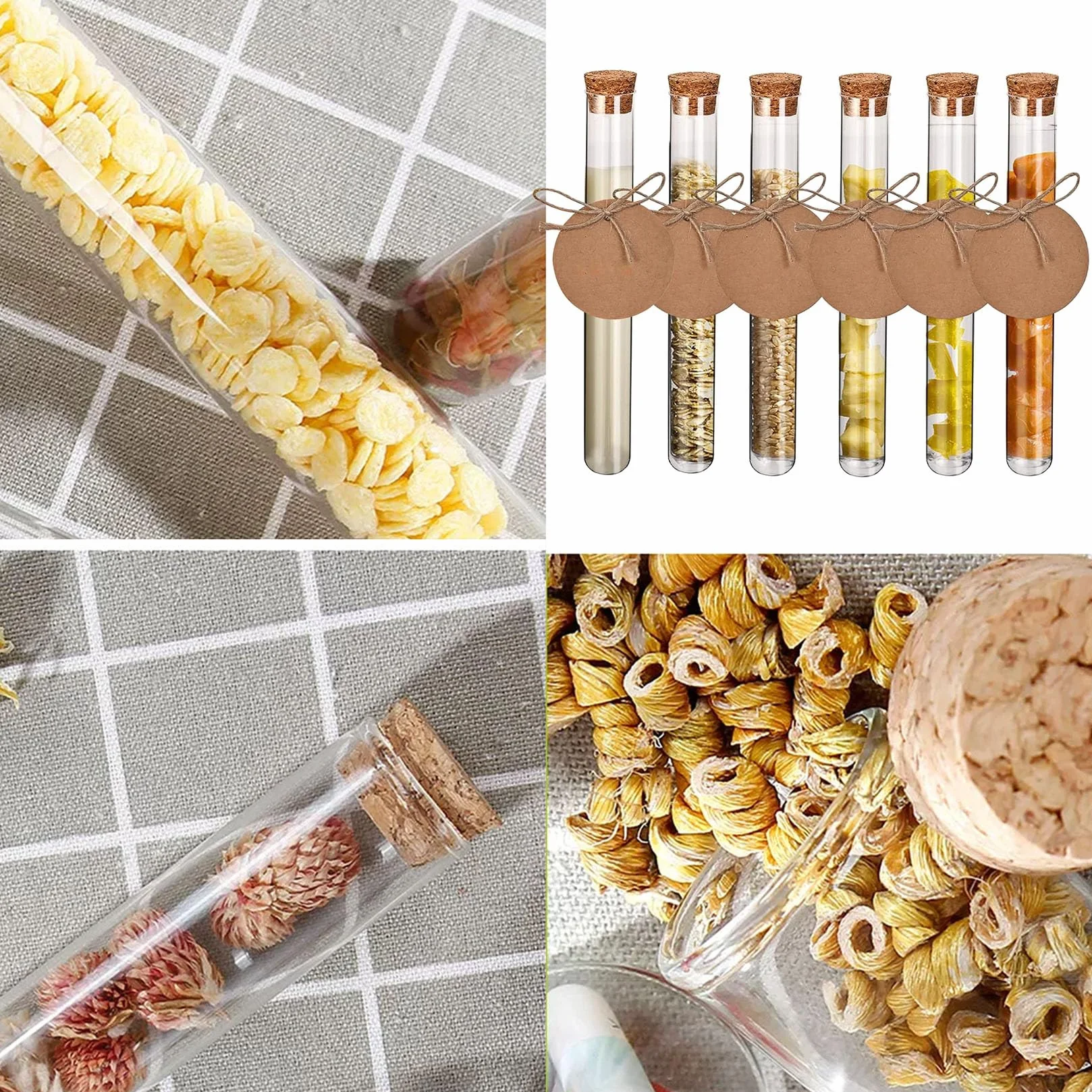 Przezroczyste plastikowe probówki z korkami, wielokrotnego użytku, przezroczyste plastikowe probówki, wazony do roślin, kwiatów, koralików, słodyczy, cukierków, laboratorium DIY, rzemiosło
