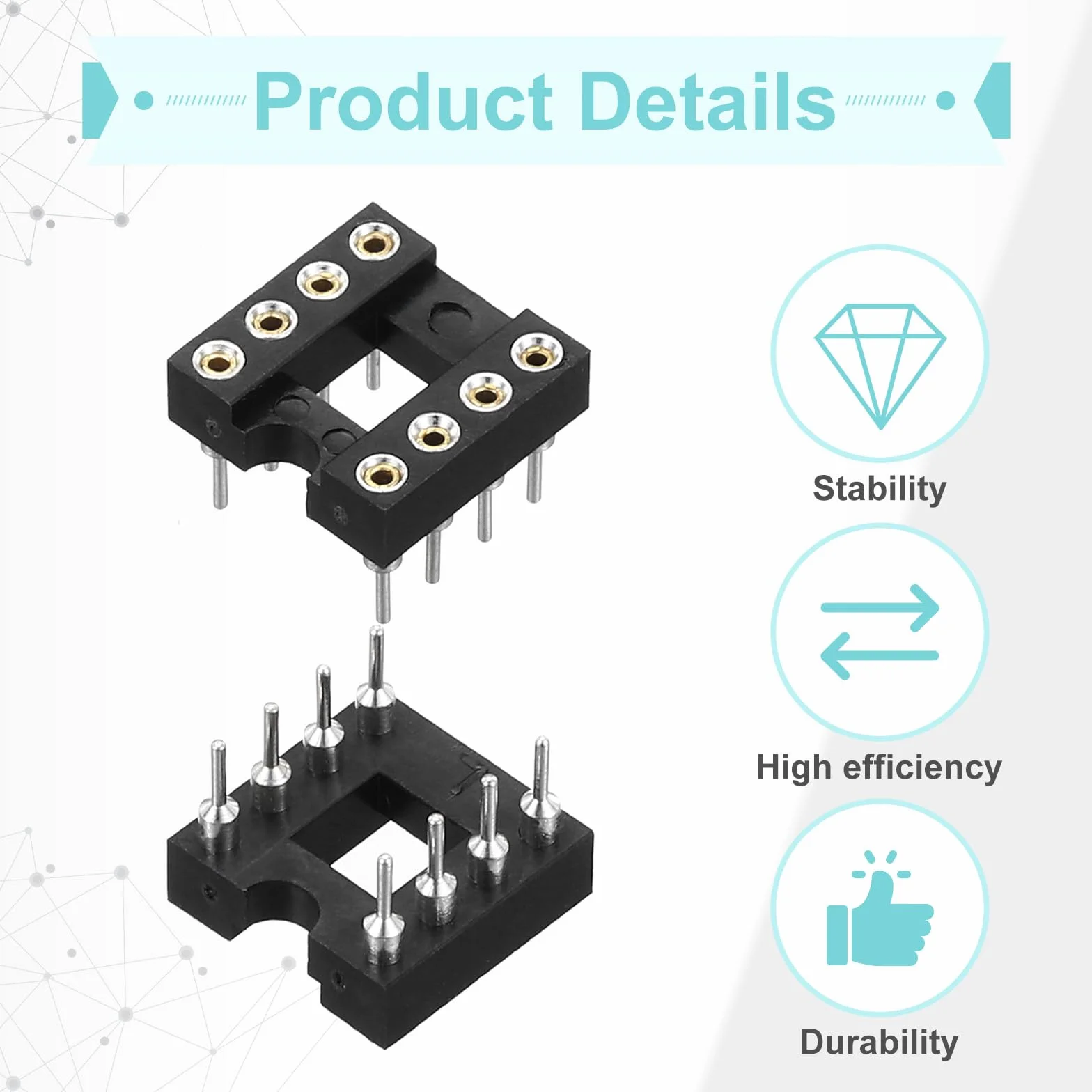 QUARKZMAN 30 sztuk DIP IC Chip Socket Adapter 8 Pin IC Asortyment Kit 2,54 mm/0,1" Pitch do projektu Breadboard, PCB Design