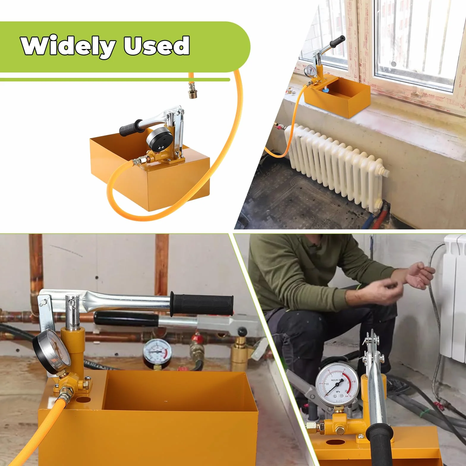 Gueenky Ręczna pompa próbna 6 l, 25 bar, wąż 1/2", odlew aluminiowy