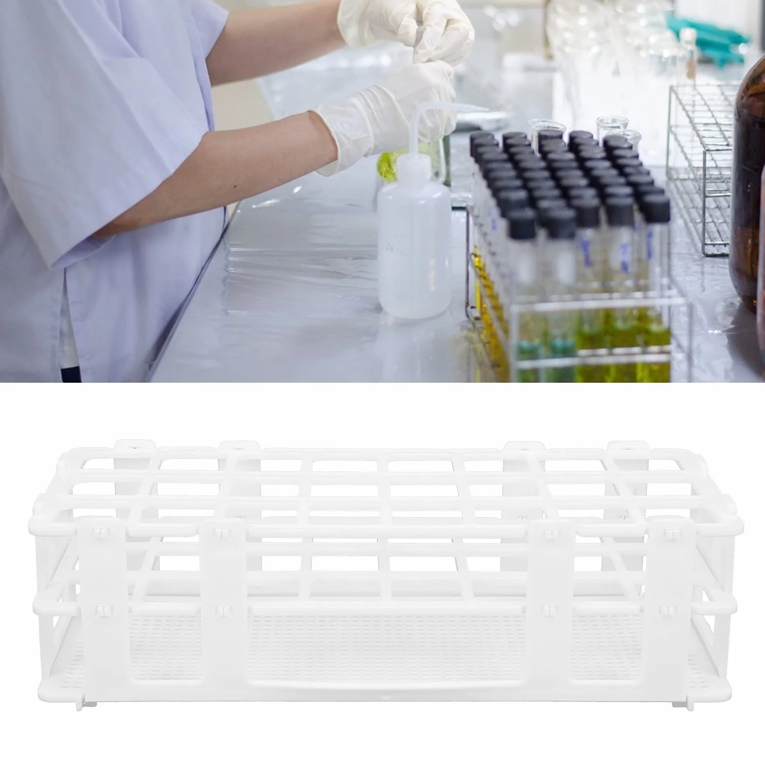 24-otworowy Stojak na Probówki 25x25mm Uchwyt na Probówki Laboratoryjne Plastikowy 3-warstwowy Stojak na Probówki, Odłączany
