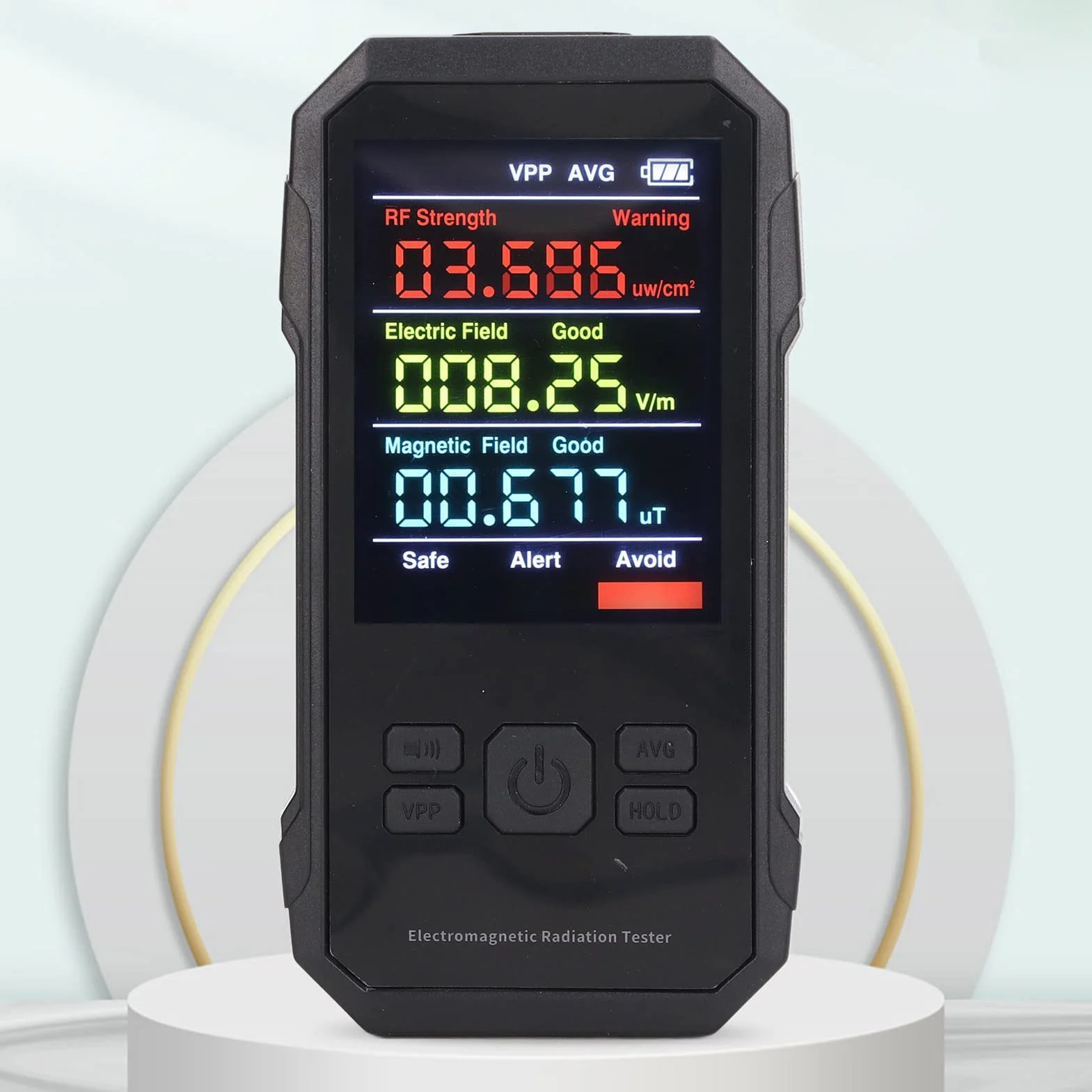 Ręczny Detektor Promieniowania, Cyfrowy Licznik Geigera Monitor Promieniowania RF Tester Promieniowania Elektromagnetycznego Ręczny Miernik Promieniowania dla Domu, Biura, Fabryki (Czarny)