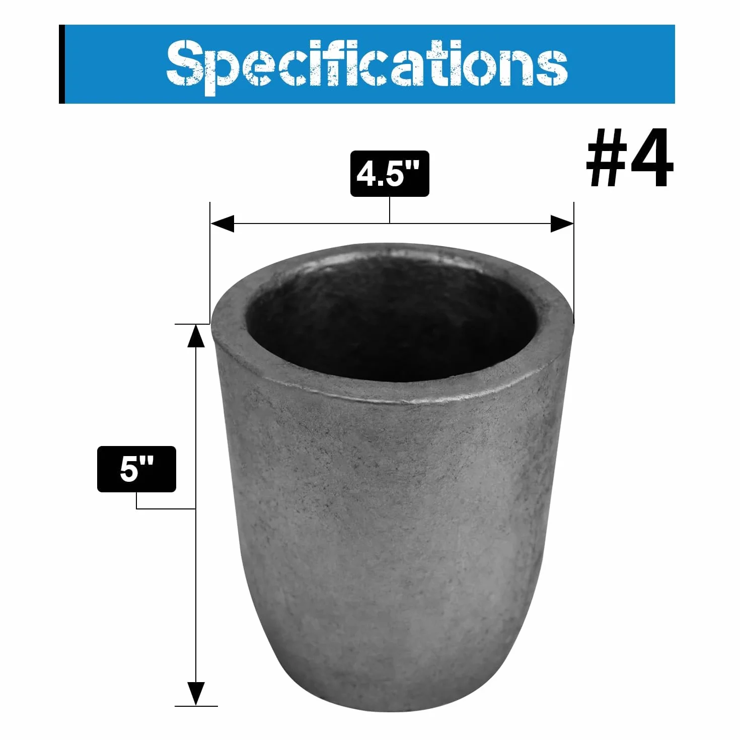 #4 (4,5 kg) grafitowy tygiel do metalu topionego odlewu, złota, srebra, miedzi, mosiądzu, aluminium