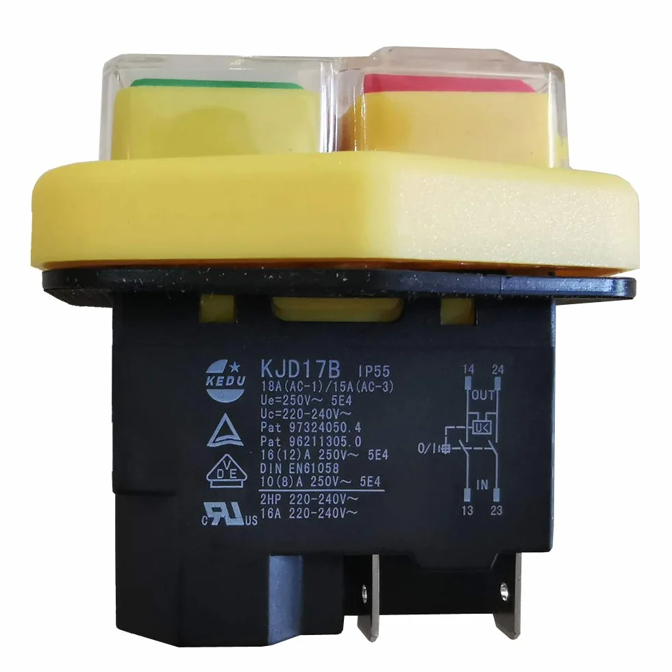 KEDU KJD17B 4-biegunowy przemysłowy przełącznik elektromagnetyczny, narzędzia elektryczne, włączniki przyciskowe, przełącznik przyciskowy, przełącznik do wiertarki piły, szlifierki, obrabiarki,