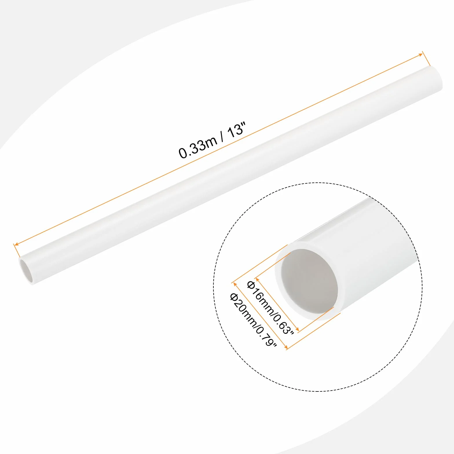 QUARKZMAN Twarda okrągła rura PVC 16 mm ID 20 mm OD 330 mm/13" biała o wysokiej wytrzymałości do rur wodnych rękodzieło osłona kabla