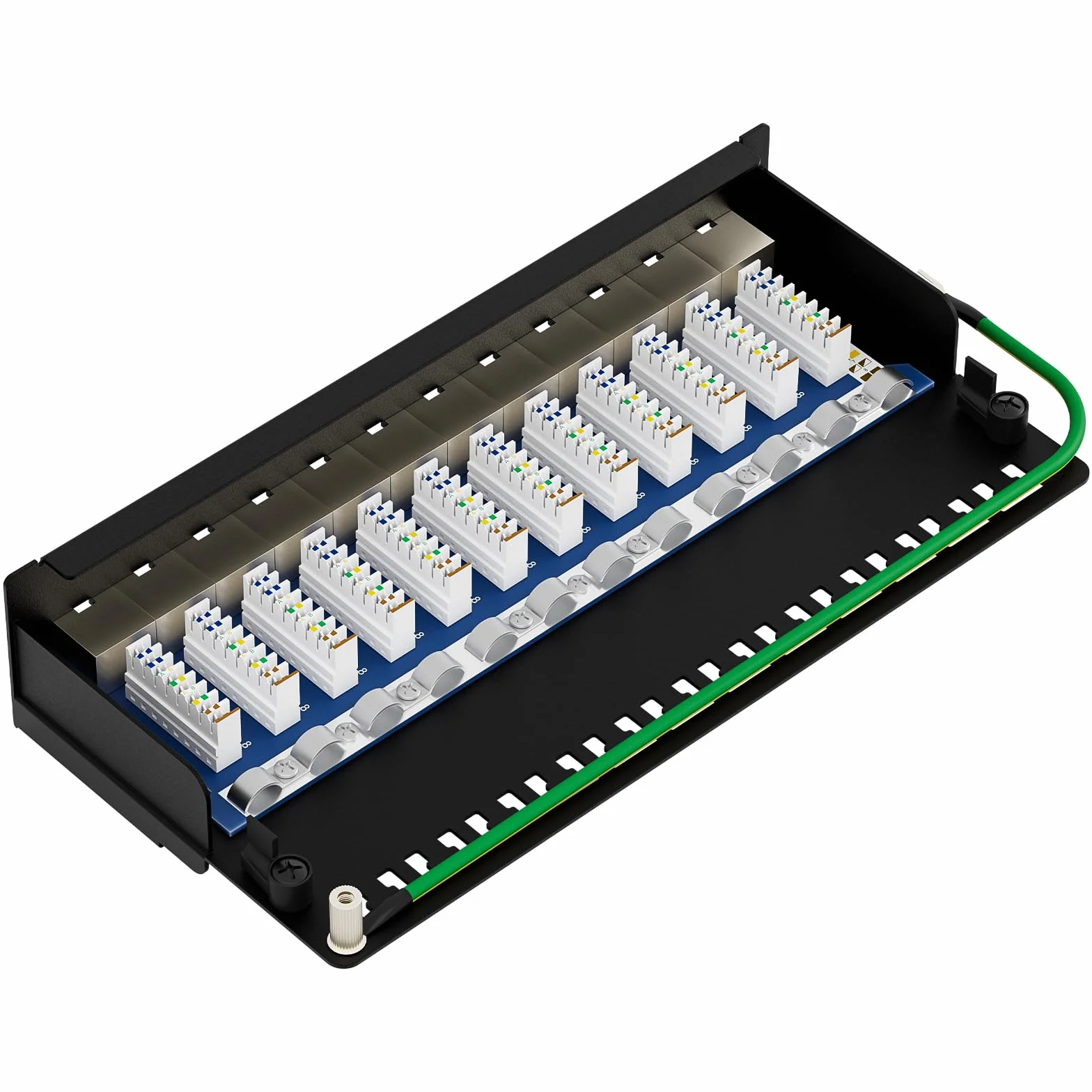 FGB CAT 7 Patchpanel panel dystrybucyjny 12-portowy - montaż stołowy/na ścianie/na biurko ekranowany 12X gniazdo RJ45 - LSA panel dystrybucyjny dla przełącznika sieciowego Gigabit