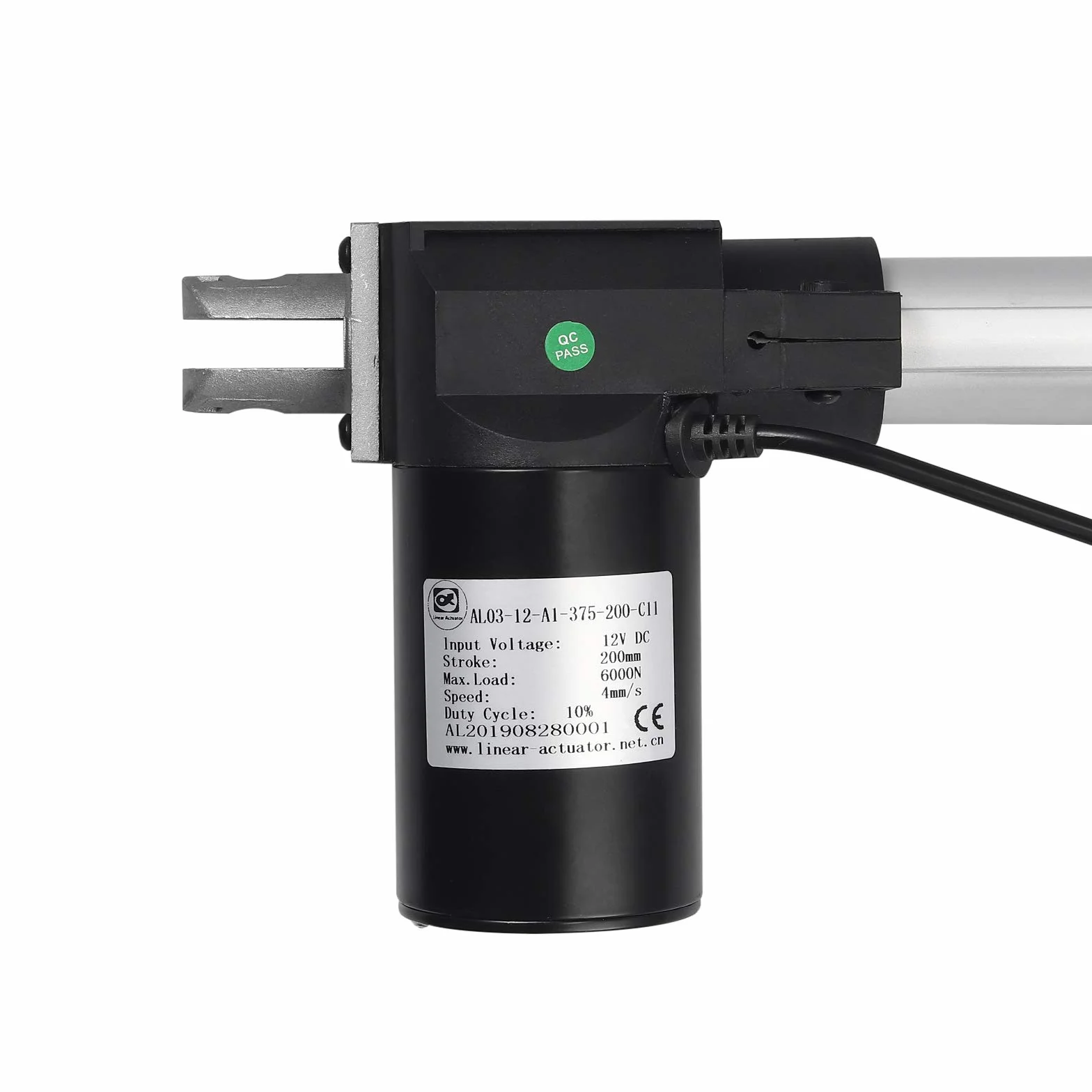 Justech Napęd liniowy DC 24 V Heavy Duty 6000N/1280 LBS 200 mm/8 cali liniowy napęd ruchu ze stopu aluminium do elektrycznych otwieraczy drzwi, automatycznych maszyn RV