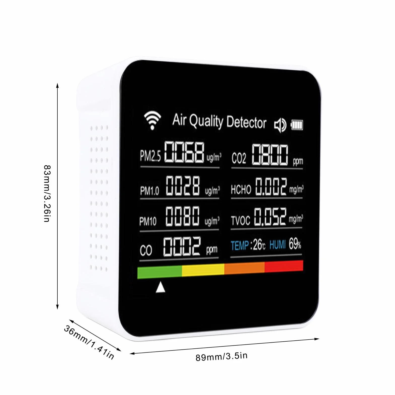 Inteligentny Detektor Jakości Powietrza 14 w 1, Wewnętrzny Miernik PM2.5, Wilgotność, Temperatura, Wi-Fi