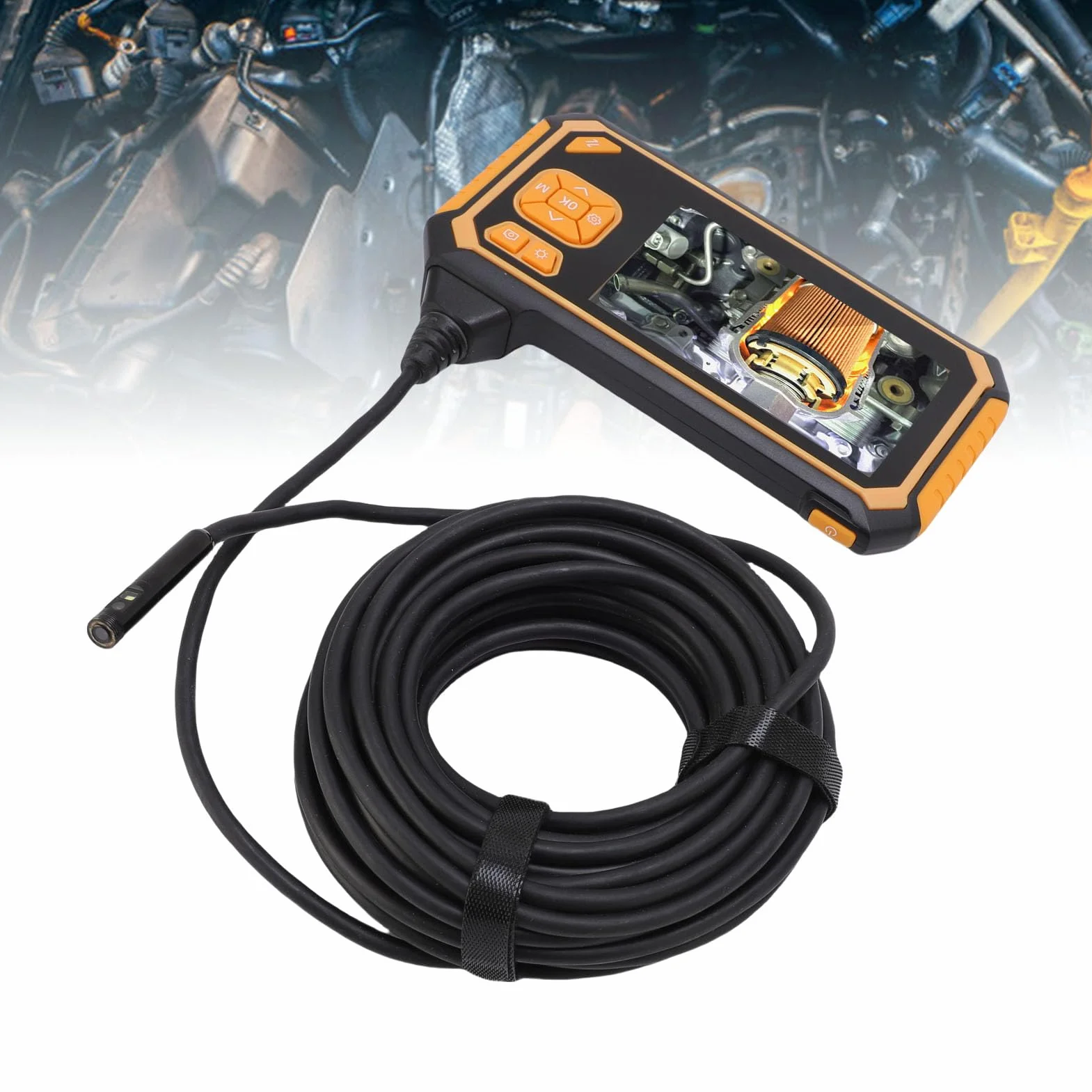 Eujgoov Kamera Podwójnego Obiektywu, Inspekcja IP67 Kamera Endoscope 4,3 -calowa Wyświetlacz LCD 8 Regulowane Diody LED Lights do Konserwacji Samochodu Kanalizacyjnego (10 m / 32,8 stopy)