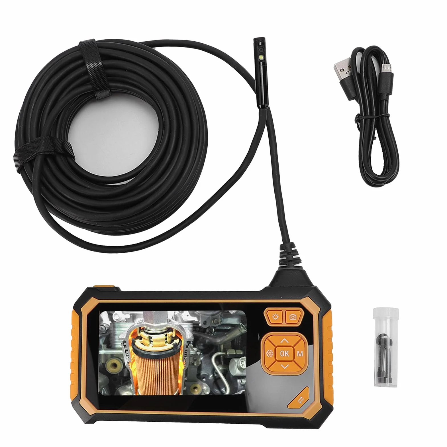 Eujgoov Kamera Podwójnego Obiektywu, Inspekcja IP67 Kamera Endoscope 4,3 -calowa Wyświetlacz LCD 8 Regulowane Diody LED Lights do Konserwacji Samochodu Kanalizacyjnego (10 m / 32,8 stopy)