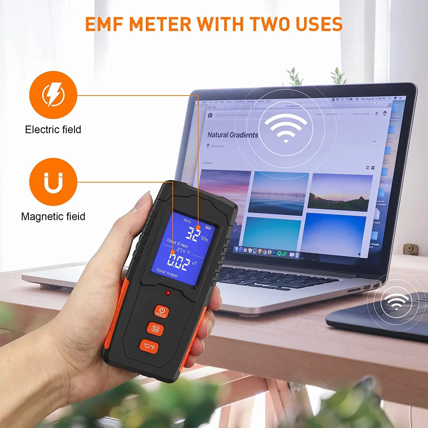 EMF miernik wielokrotnego ładowania, elektromagnetyczny czujnik promieniowania, ręczny cyfrowy czytnik LCD, tester do inspekcji domowych