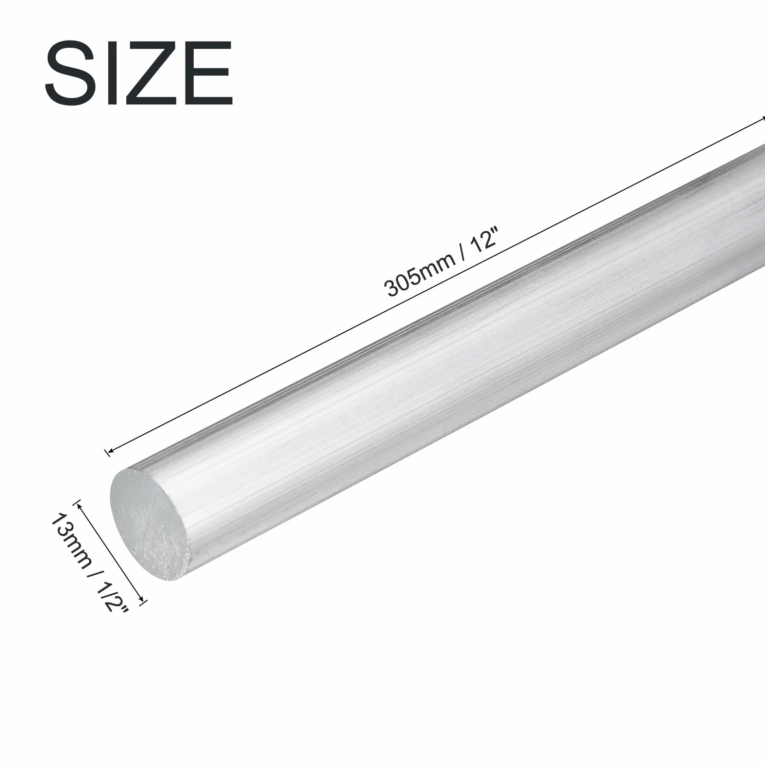 QUARKZMAN Aluminiowy okrągły pręt o średnicy 1/2", metalowy pręt do tokarki, masywny aluminiowy 6061, długość 12 cali, do narzędzi DIY