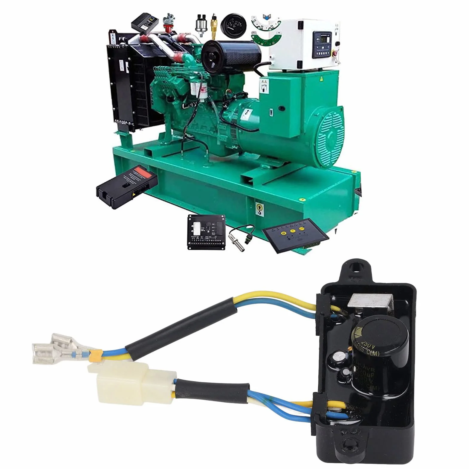 2.5KW Automatyczny Regulator Napięcia AVR Generator Regulator Napięcia Jednofazowy 6 Drut Benzynowy Regulator Napięcia dla Generatora 1-2,5KW 220μF