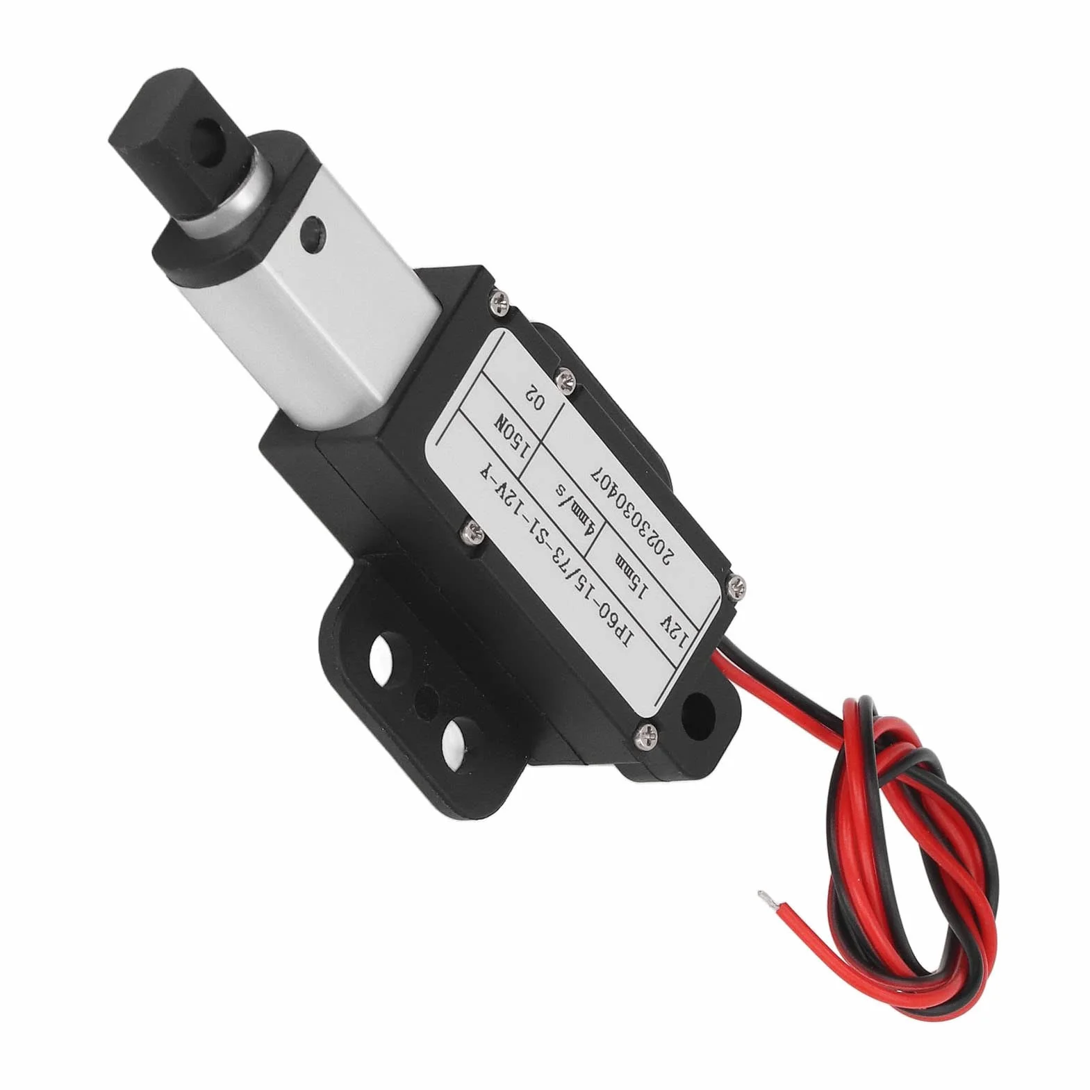 Elektryczny Mikro Siłownik Liniowy 12V DC 150N Skok 0,59 z Uchwytem Montażowym