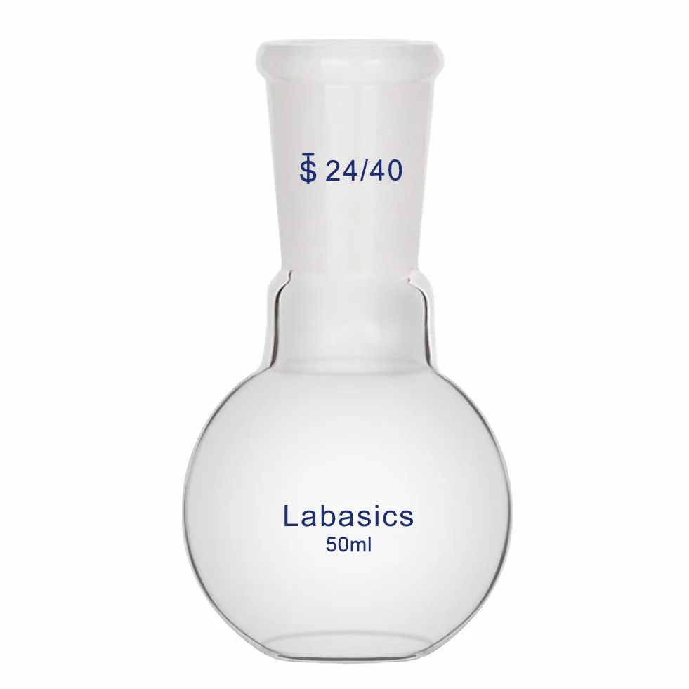 Labasics szklana butelka 50 ml pojedyncza szyjka płaska stożek zewnętrzny 24/40
