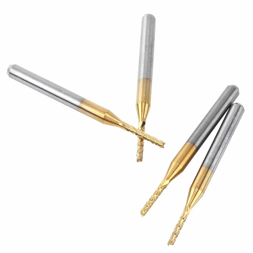 Frez trzpieniowy 1/8" z twardego metalu, 10 sztuk, 1,5 mm, frezy do grawerowania, frezy powlekane wolframem, narzędzie tokarskie do formowania PCB, włókna węglowego, cięcia twardego drewna