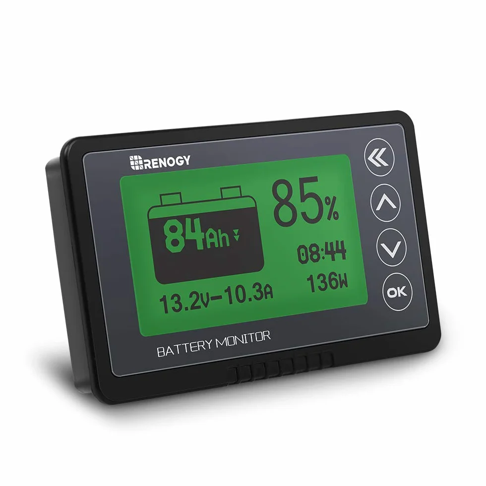 Renogy Czujnik baterii 500 A 12 V 24 V 36 V 48 V monitor baterii programowalny alarm napięcia LiFPO4 AGM żelowe