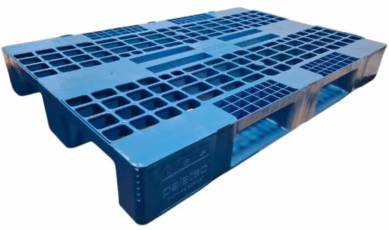 Paleta Plastikowa 120x80 Ażurowa na Płozach Niebieska 1280WN