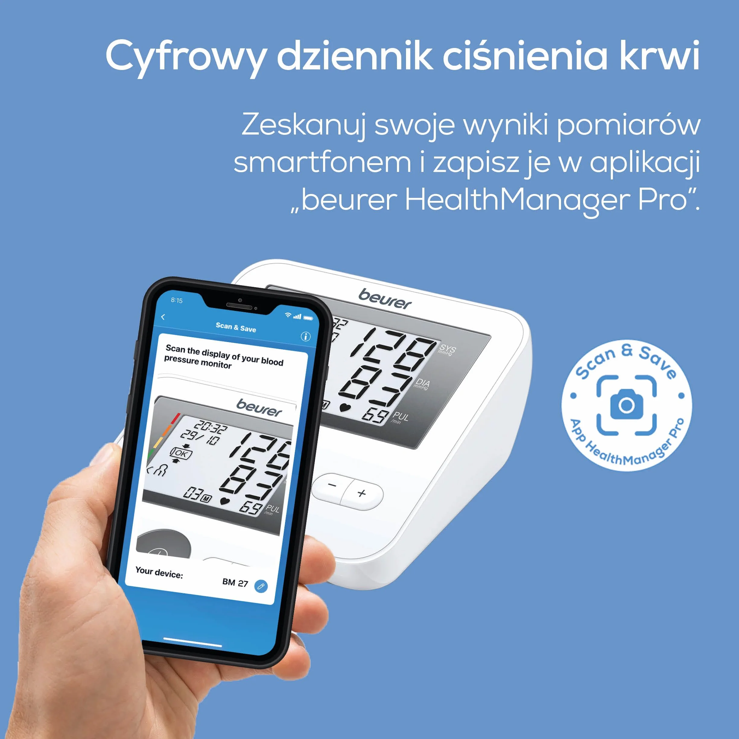 Beurer BM 27 ciśnieniomierz naramienny mankiet 22-42 cm wykrywanie arytmii Apple Health