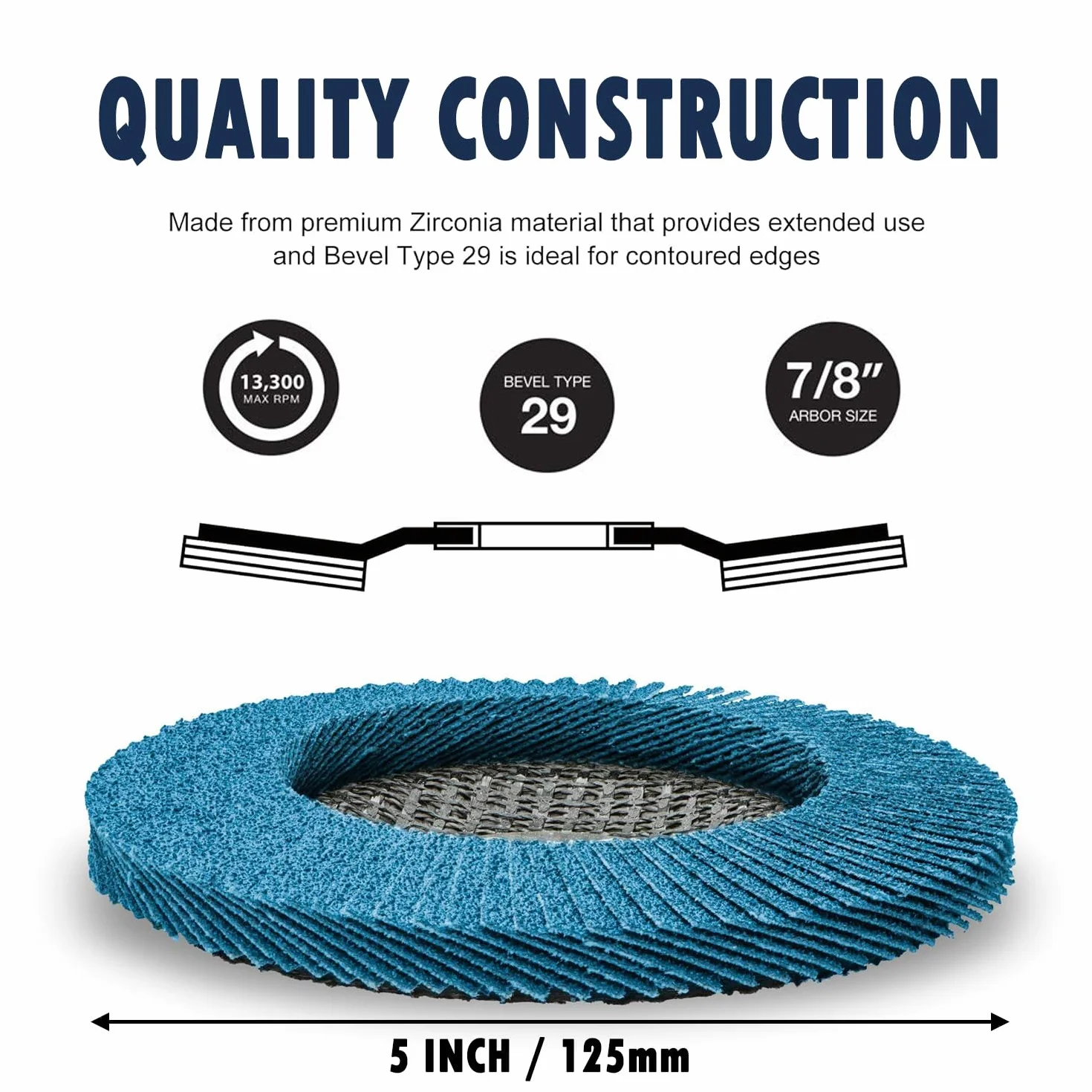 Tarcze wachlarzowe do metalu – 10 sztuk tarcz szlifierskich wachlarzowych ziarnistość 80 125 mm x 22,23 mm T29 tarcze szlifierskie, tarcze lamelowe, profesjonalne tarcze wachlarzowe z drewna