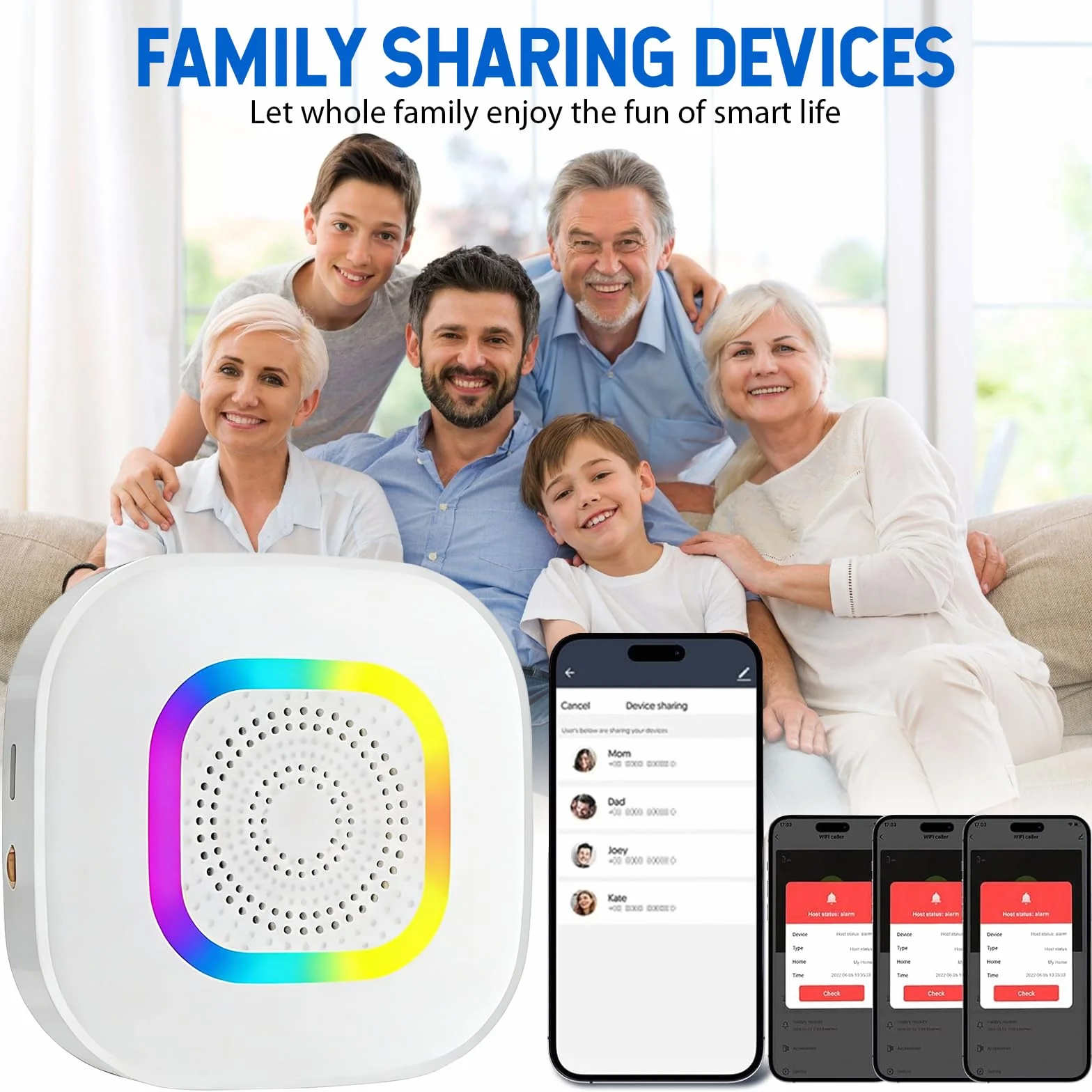 Przycisk alarmowy dla seniorów, przycisk alarmowy SOS, WiFi, Tuya Smart Seniorzy, przycisk alarmowy dla starszych pacjentów, niepełnosprawnych/dzieci (1 x odbiornik + 2 przyciski + 1 x bransoletka)