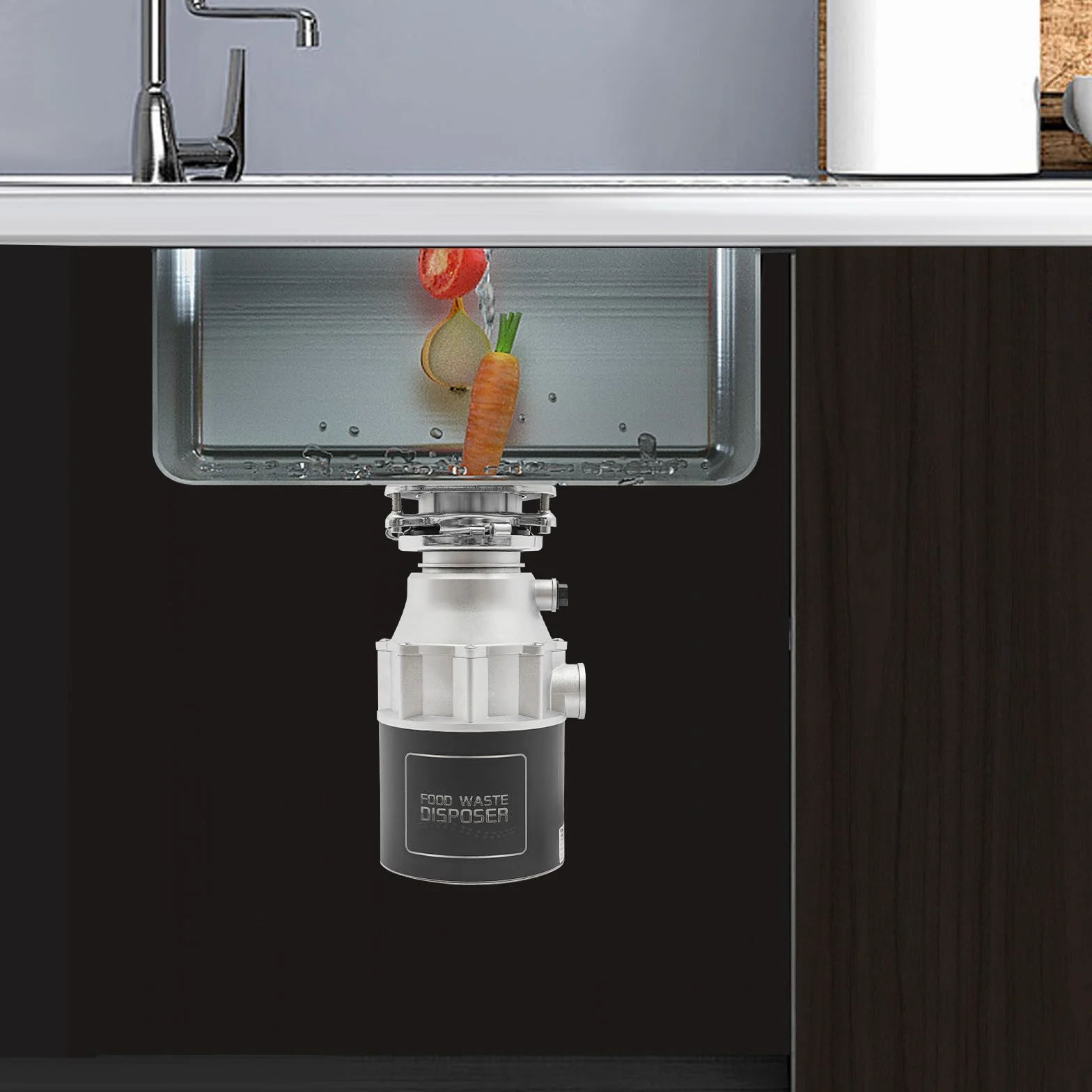 MINRS Rozdrabniacz do odpadów kuchennych, 560 W, z włącznikiem powietrza, 3600 obr./min, 1,15 l, odpady żywnościowe, młynek do zlewu, rozdrabniacz odpadów