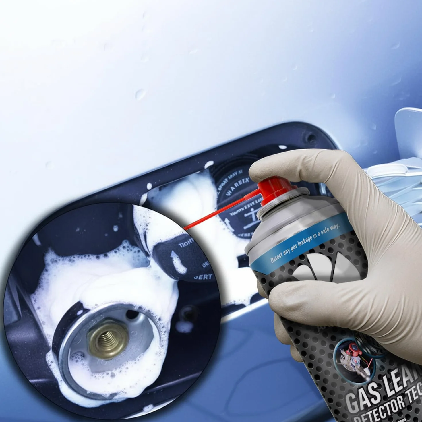 AABCOOLING Detektor Nieszczelności 300ml - Tester Szczelności Instalacji LPG/CNG w Samochodzie - Profesjonalny Wykrywacz Wycieków Klimatyzacji, Opon i Przewodów Pneumatycznych, Niepalna Pianka