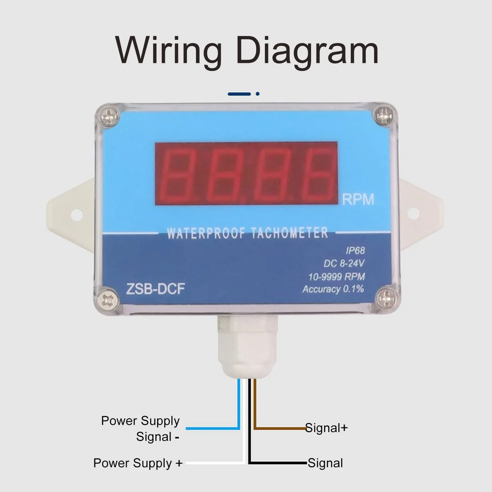 Obrotomierz Silnika IP68 Wodoodporny Cyfrowy Wyświetlacz LED DC 8-24V z Czujnikiem Halla