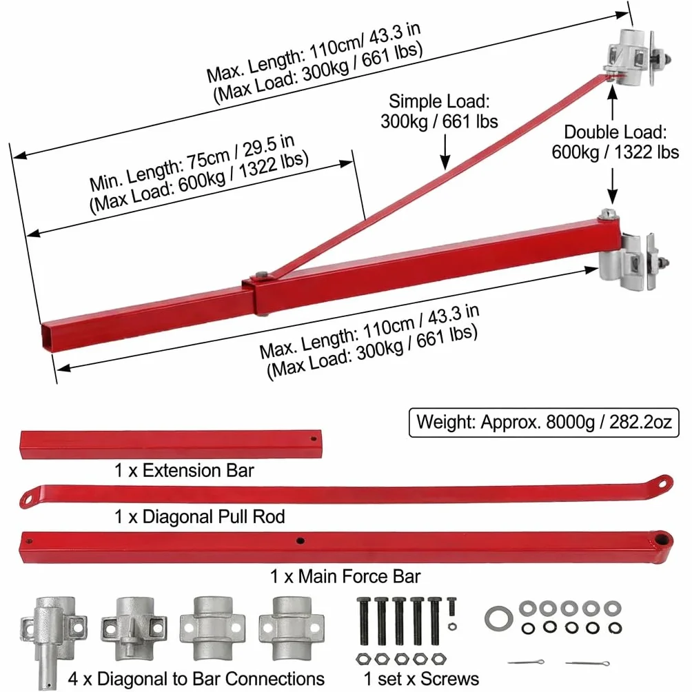 Ramię wychylne + uchwyt ścienny do 600 kg szubienica przy długości 75 cm lub 300 kg przy długości 110 cm pakiet do mocowania na ścianie, ramię podnośnika do warsztatów, centrów handlowych, garaży i