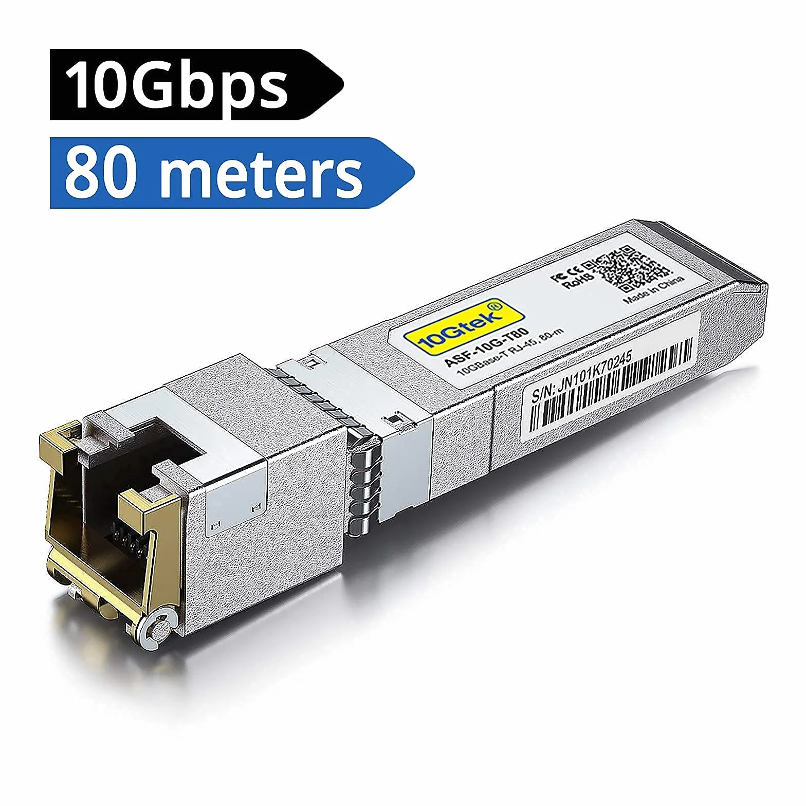 80-Meter 10GBase-T SFP+ to RJ45 Transceiver, RJ45 to SFP+ Copper Ethernet CAT.6a Module, Compatible for Cisco SFP-10G-T-80, Ubiquiti UniFi, Mikrotik, Netgear AXM766, D-Link