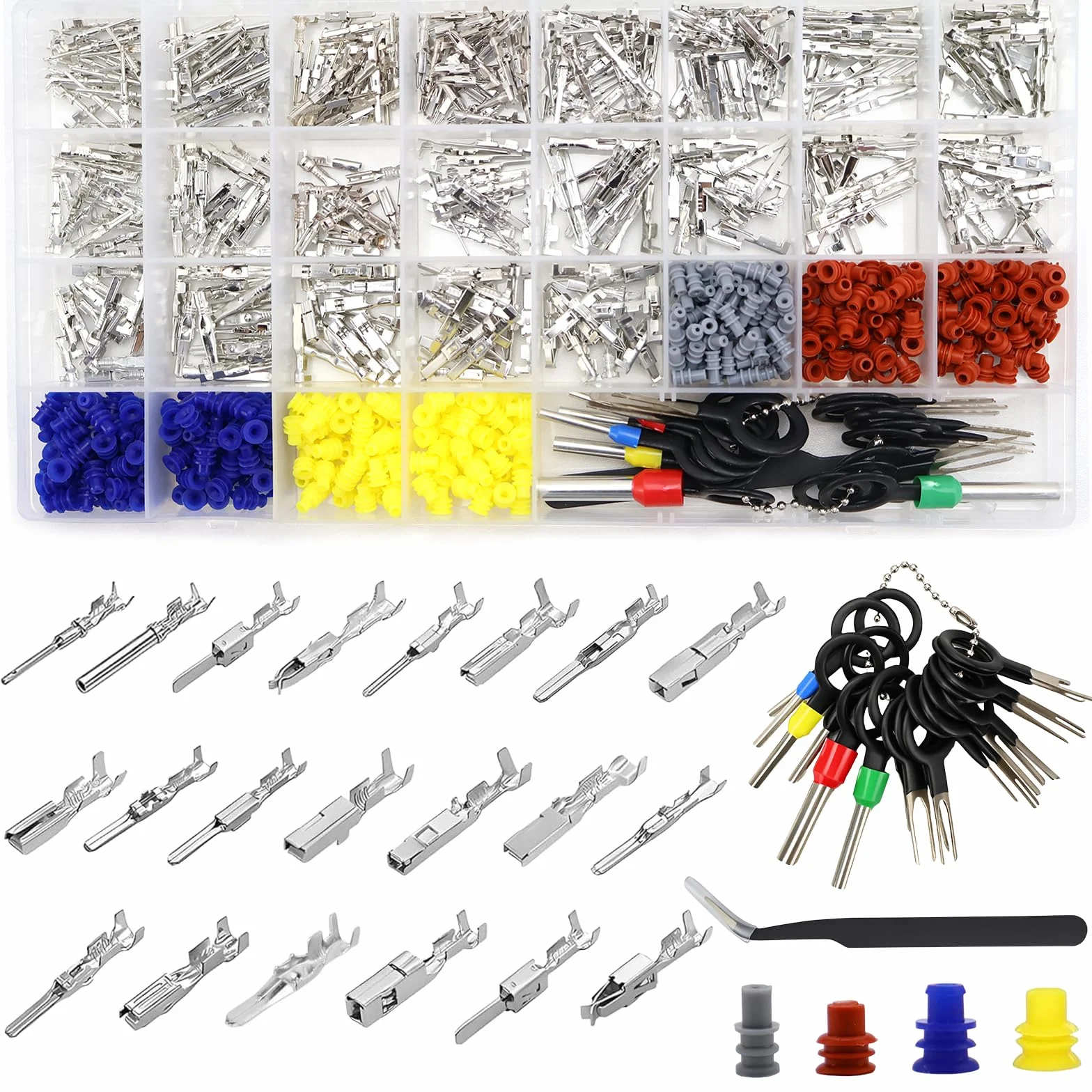 Zestaw 814 sztuk wtyków samochodowych 1/1,5/1,8/2,2/2,8/3,5 mm męskie i żeńskie złącza kablowe