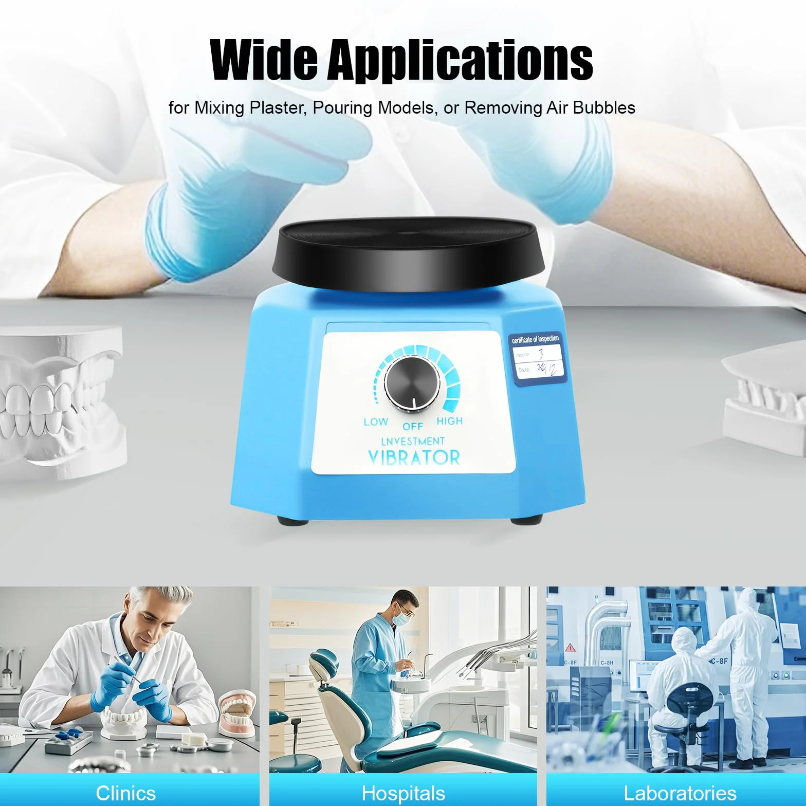 Płyta wibracyjna do gipsu, 70 W, 220 V, regulowana wibracja dentystyczna z nóżkami antywibracyjnymi, okrągły, elektryczny oscylator laboratoryjny do kształtów, formowania gumy, laboratorium i odlewu