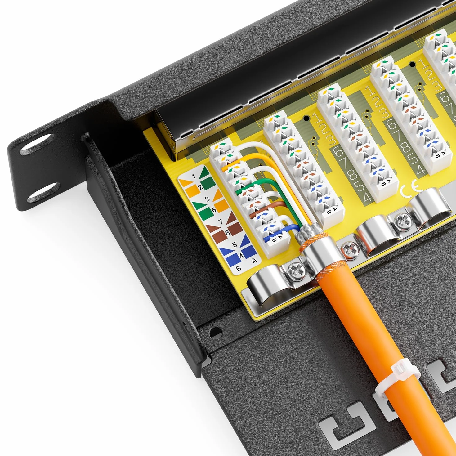 deleyCON CAT 6 Patch Panel Krosownica 24 Porty RJ45 Ekranowany Czarny 19 cal Rack Montaż