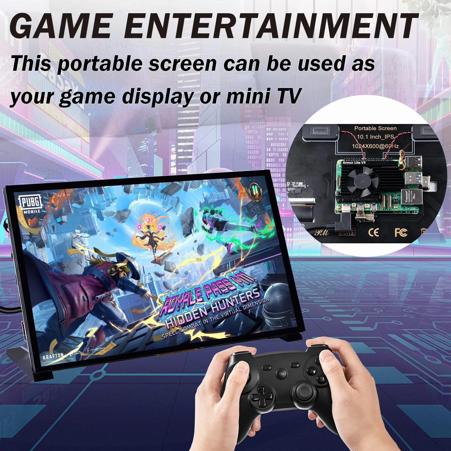 GeeekPi 10,1 calowy pojemnościowy ekran dotykowy, monitor HDMI IPS 1024x600 Wyświetlacz LCD z podwójnymi głośnikami dla Raspberry Pi 5/4B/3B+/3B, z otworem montażowym do instalacji płyty Raspberry Pi