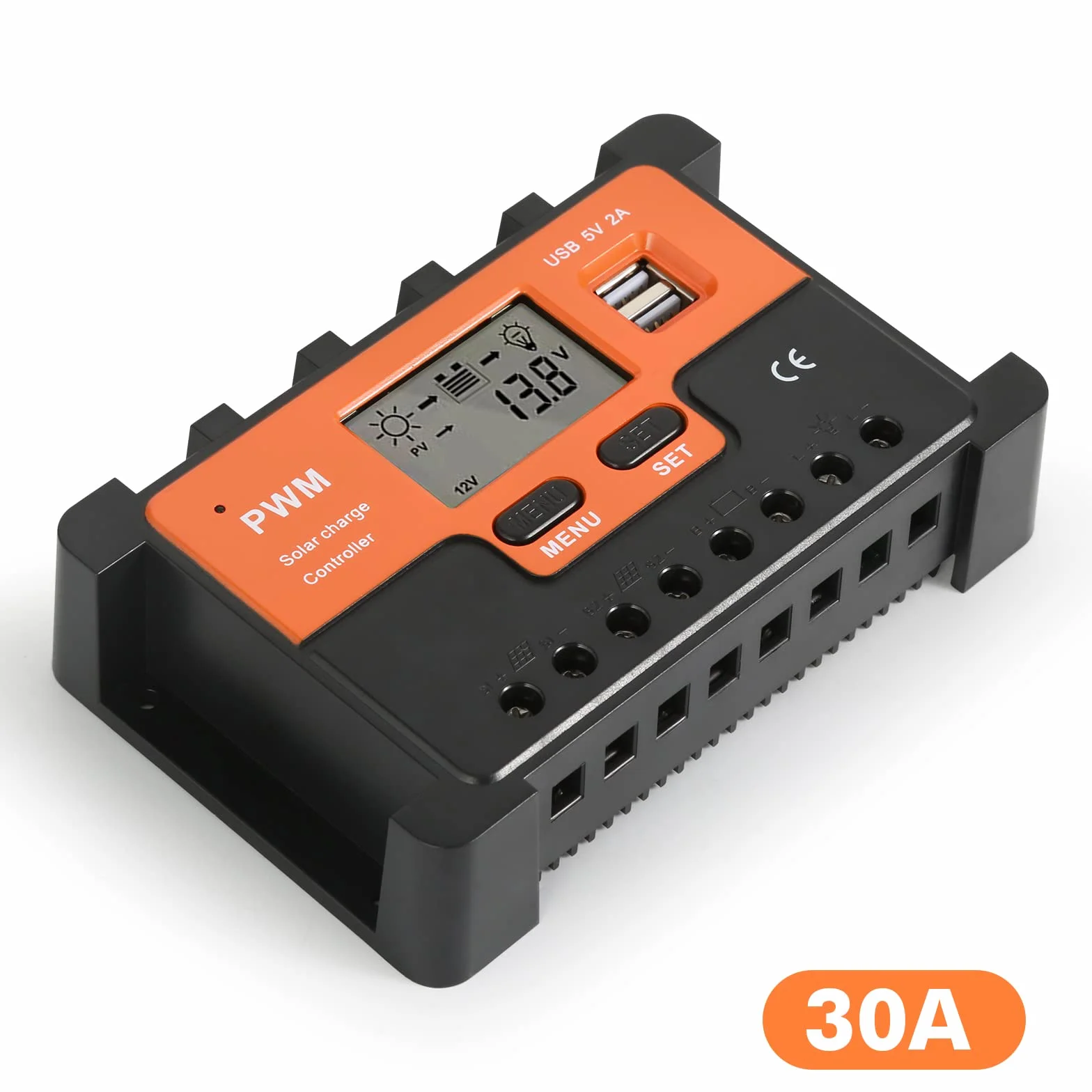 DEWIN PWM solarny regulator ładowania, 12 V 24 V moduł solarny regulator baterii, wyjście Dual USB 5 V, 10-60 A (30 A)