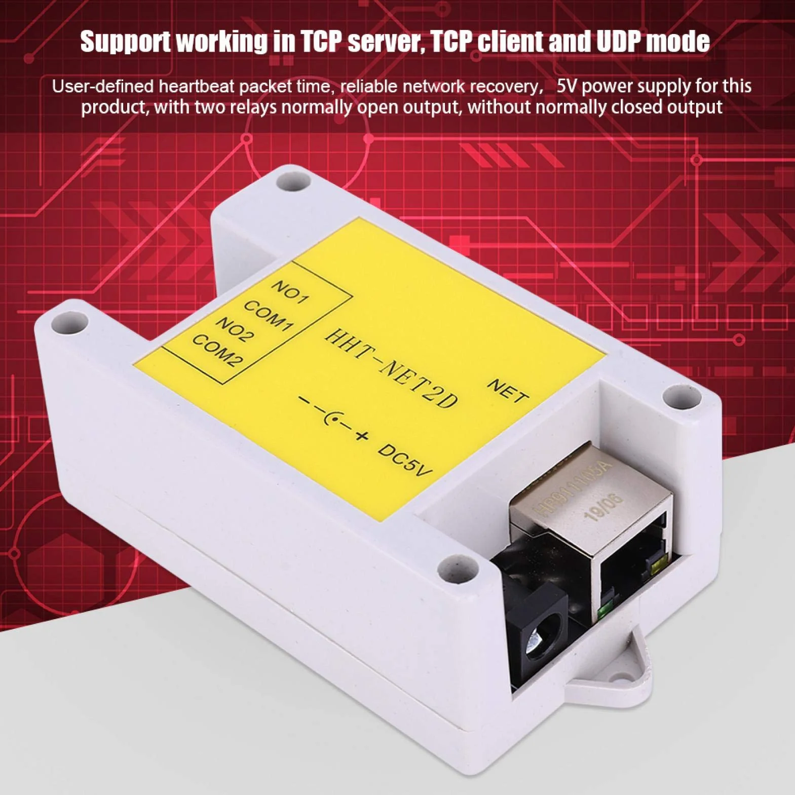 Przekaźnik sieciowy IP 2-kanałowy HHT-NET2D do Smart Home DC5V