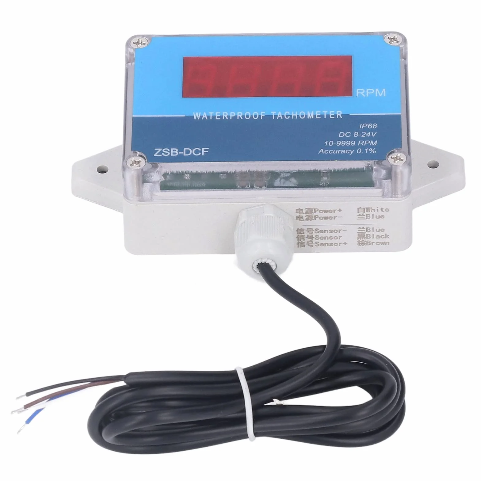 Obrotomierz Silnika IP68 Wodoodporny Cyfrowy Wyświetlacz LED DC 8-24V z Czujnikiem Halla