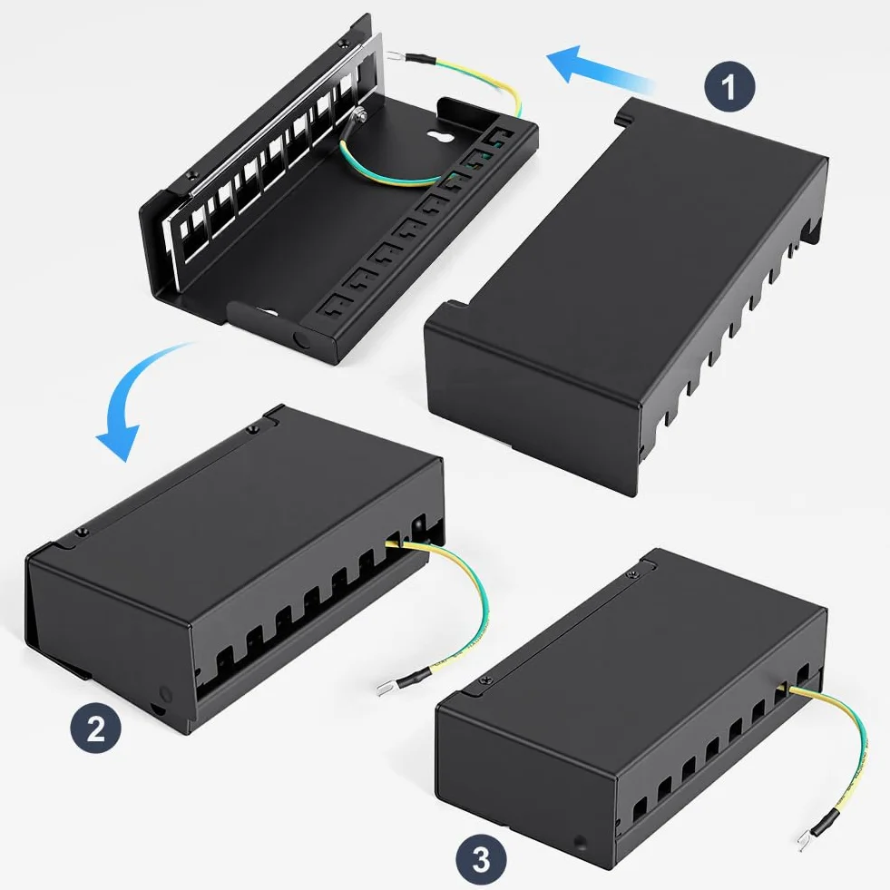 AXFEE Panel krosowy CAT 7, 8-portowy panel krosowy z modułem 8X RJ45 Keystone Jack Modul, zestaw paneli krosowych 10 Gb/s, panel krosowy kompatybilny z CAT6 CAT6a CAT7, kabel instalacyjny, kabel