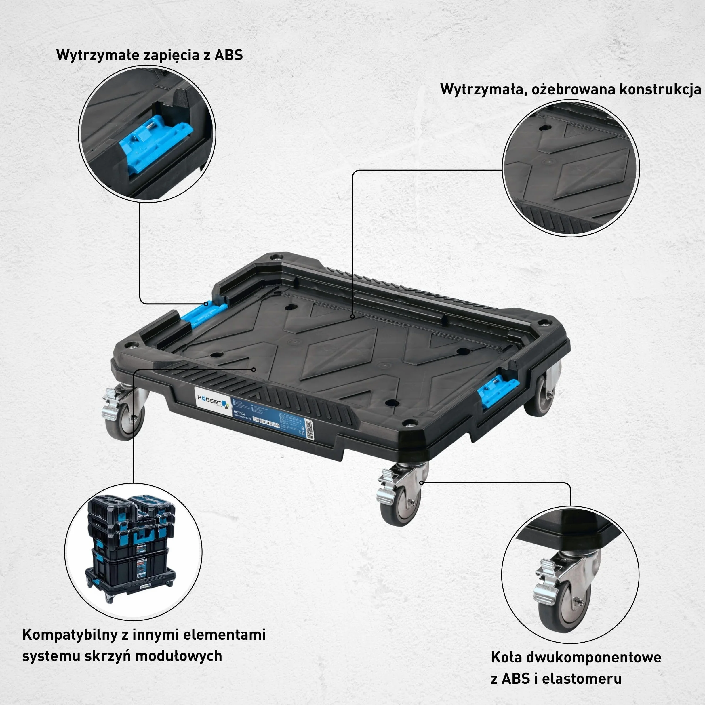 Högert Technik Platforma transportowa na kółkach 150 kg HT7G504