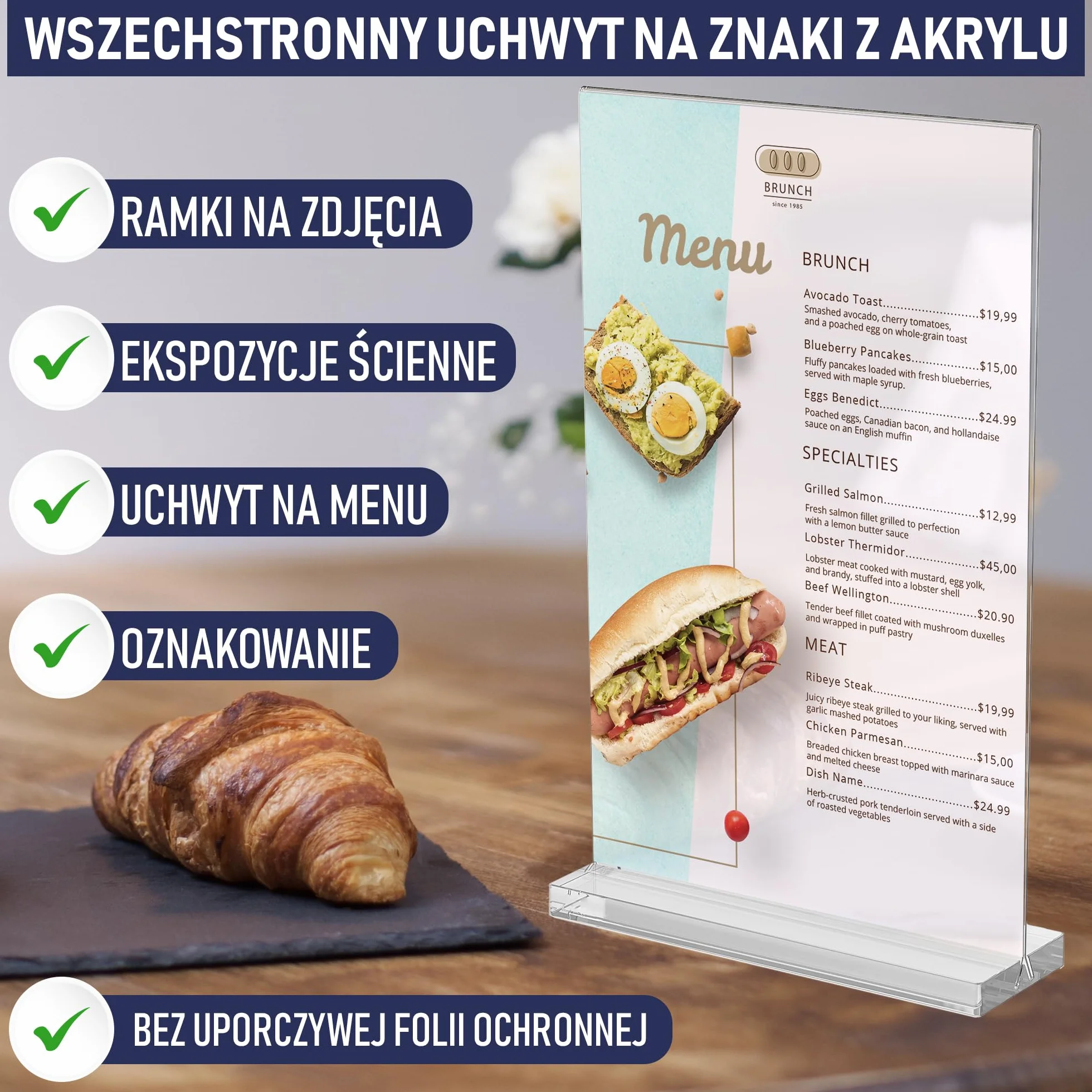 Stojak Akrylowy A5 Zestaw 6 Szt. Dwustronna Ramka Polerowane Krawędzie