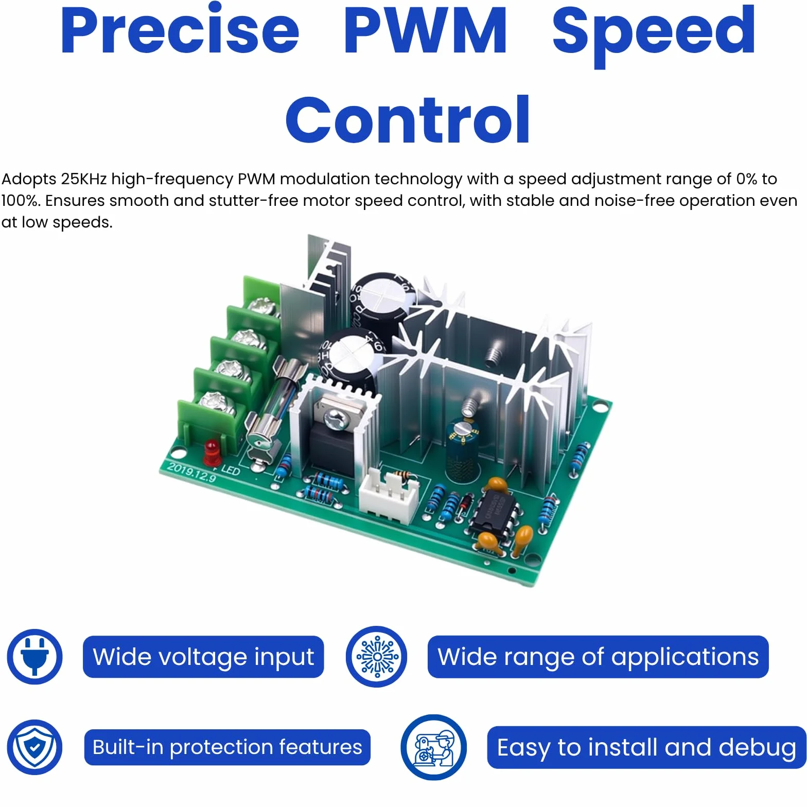 PWM DC sterownik silnika DC 10-60V 20A bezstopniowy regulator prędkości