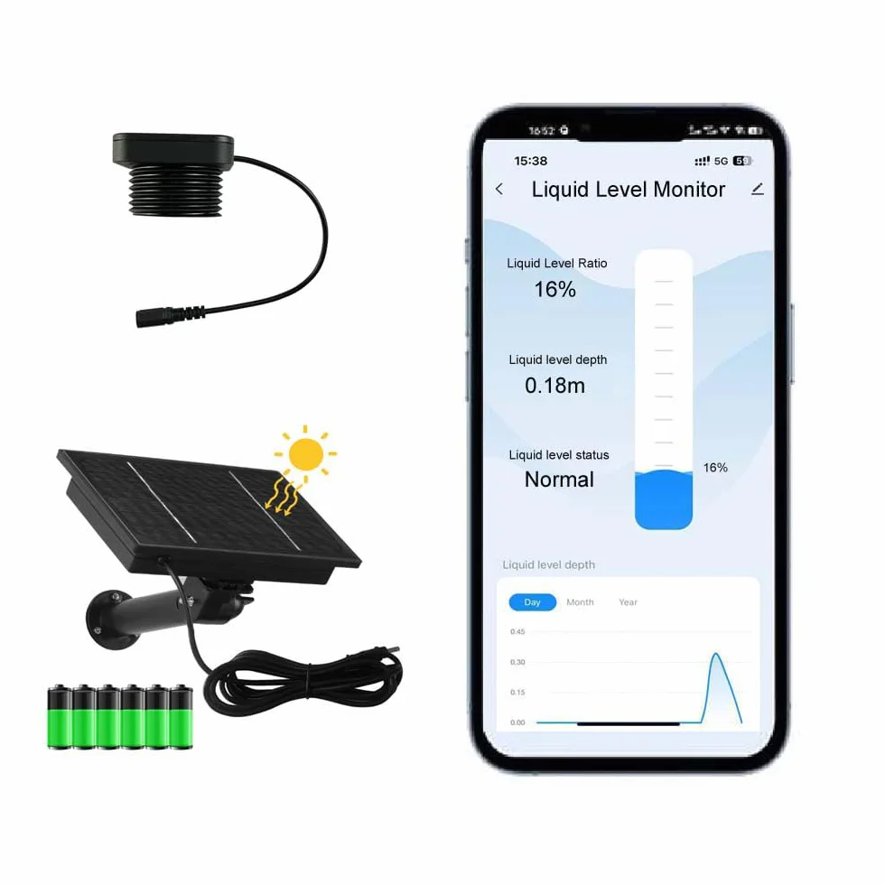Smart TLC 2326-WF-S Tuya WiFi czujnik poziomu cieczy wodoodporny IP65 zasilacz solarny monitor poziomu zbiornika oleju na wodę