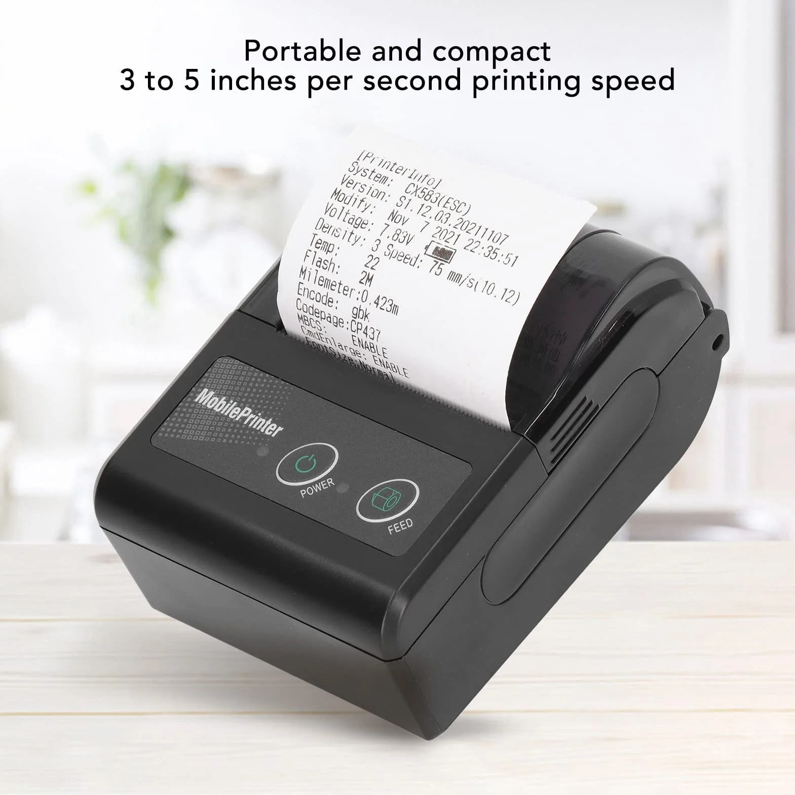 Drukarka Paragonów Bluetooth Przenośna USB 57mm 200 Dpi Termiczna POS